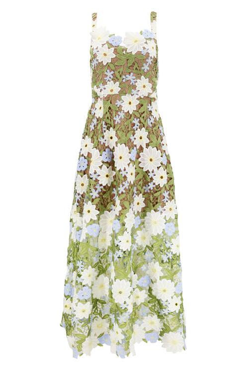 Justina Floral Lace Slip Midi Dress
