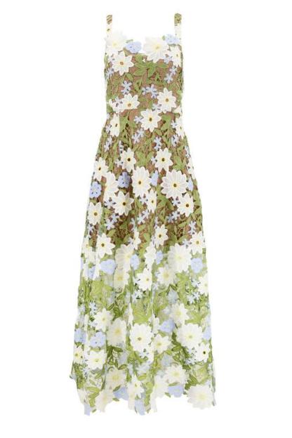 Justina Floral Lace Slip Midi Dress