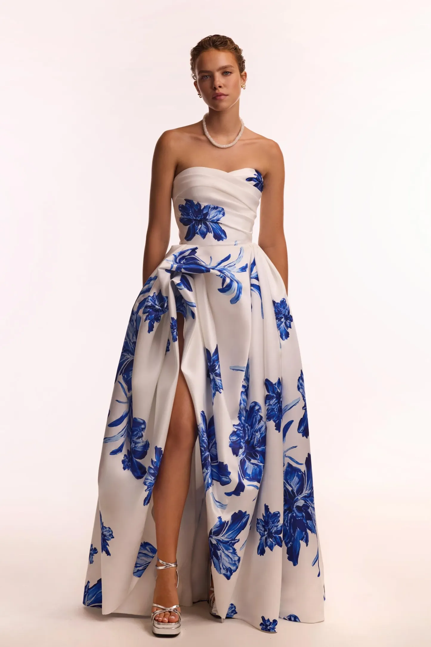 Kaye Floral Off-Shoulder Pleated Maxi Dress