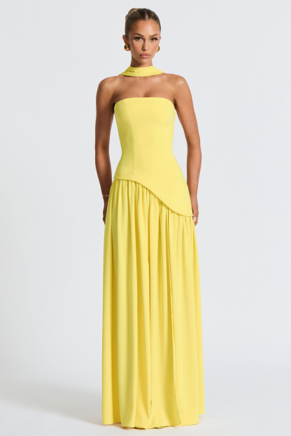 Linda Splicing Off-Shoulder Split Maxi Dress