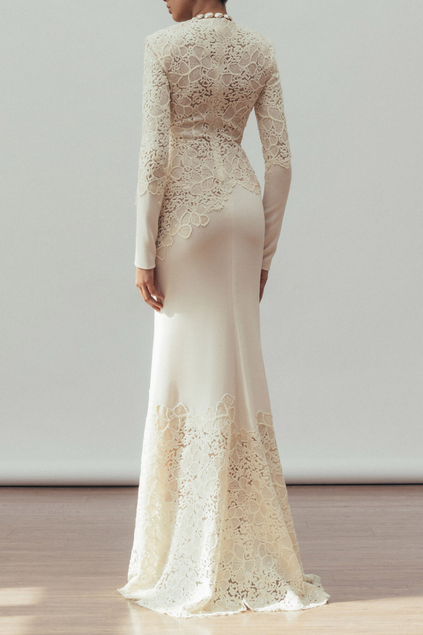 Yvette Sequin Splicing Embroidery Long Sleeve Maxi Dress