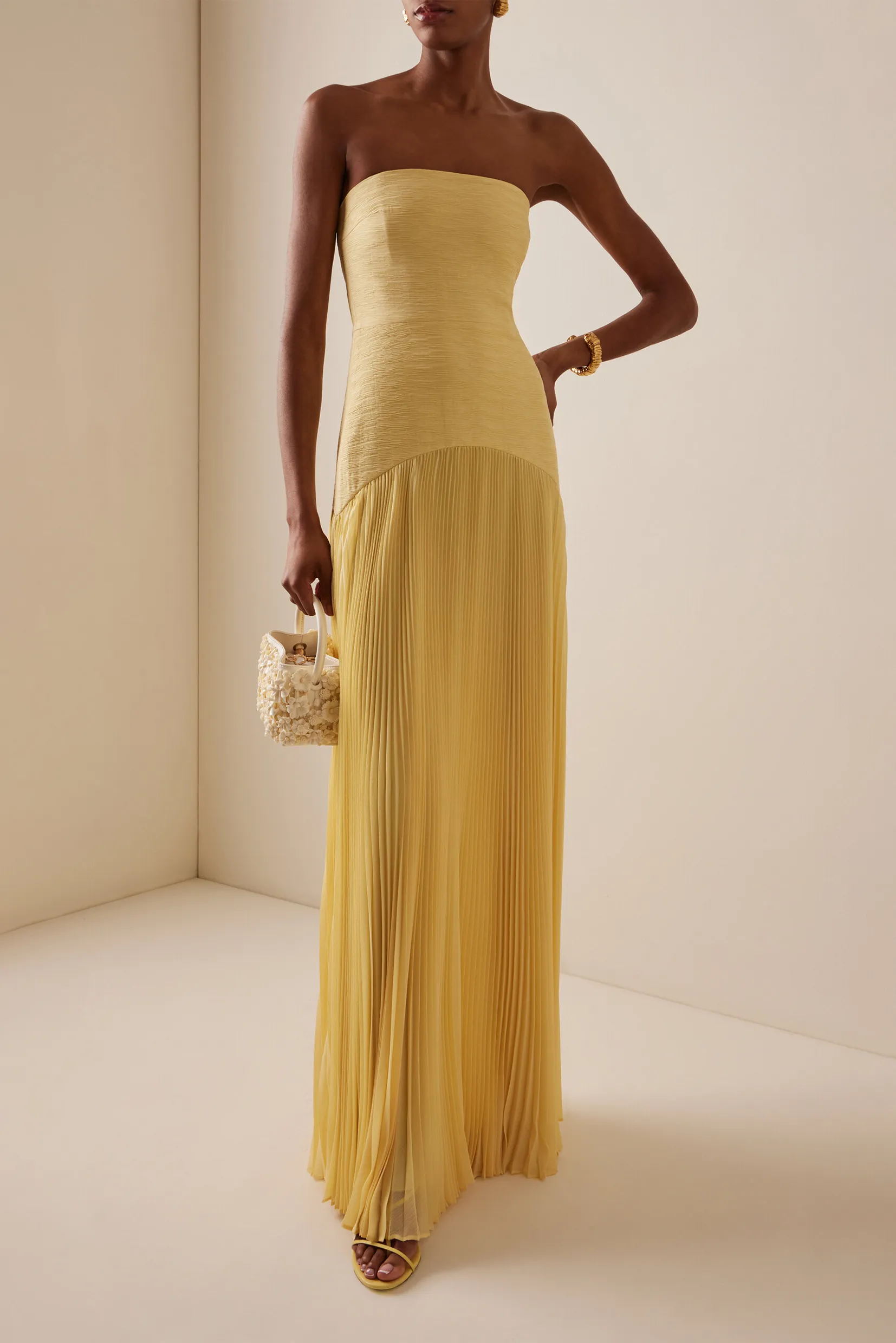 Florina Solid Splicing Off-Shoulder Maxi Dress