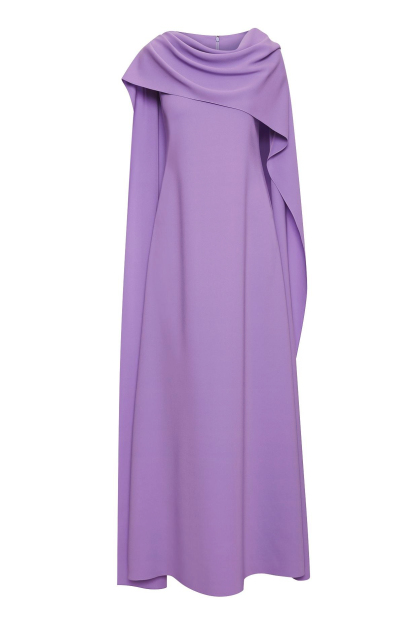 Evie Solid Round Neck Cape Sleeve Maxi Dress