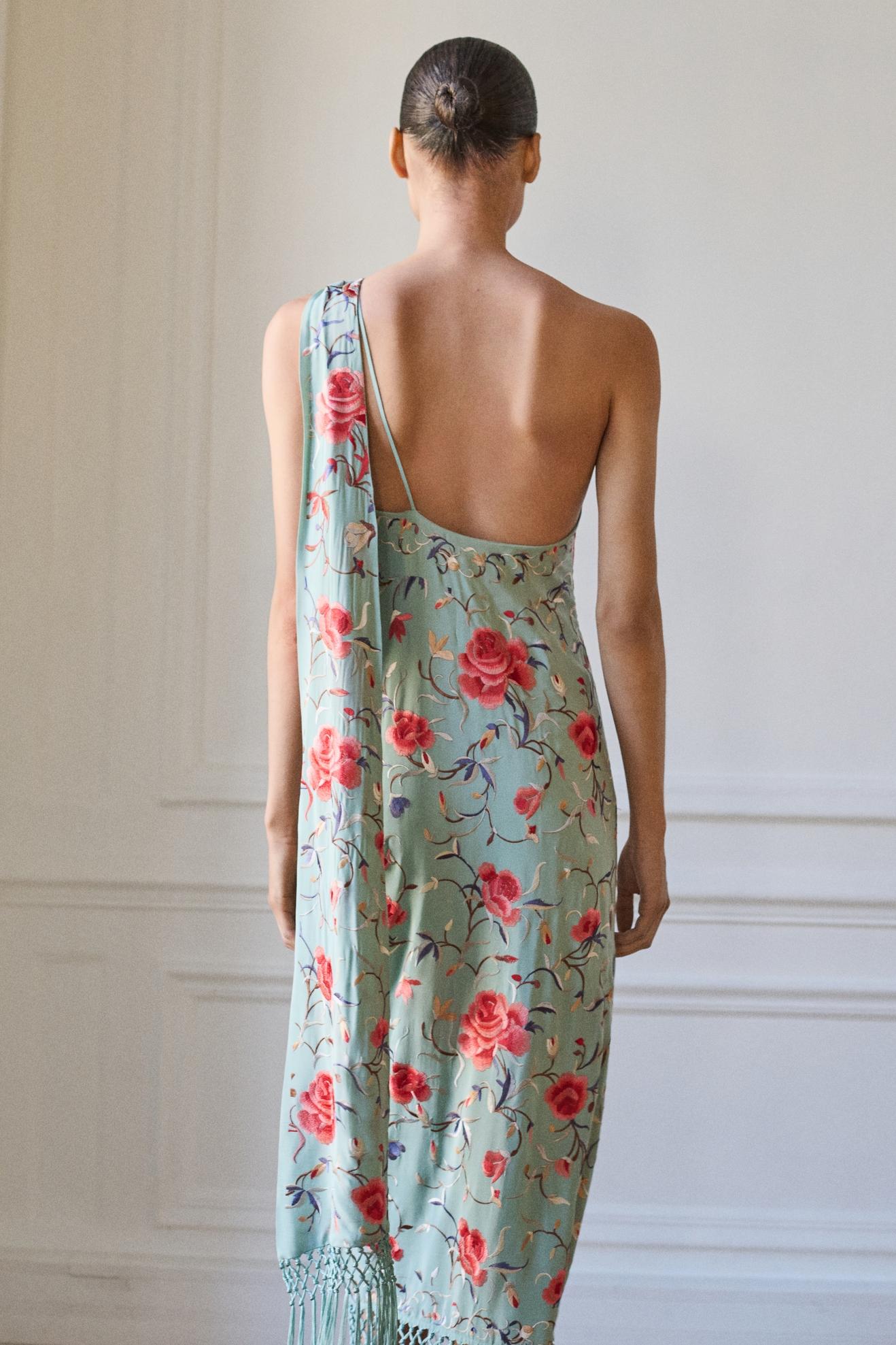 Egle Floral Tassel Halter Neck Midi Dress