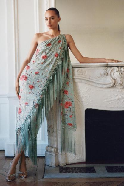 Egle Floral Tassel Halter Neck Midi Dress