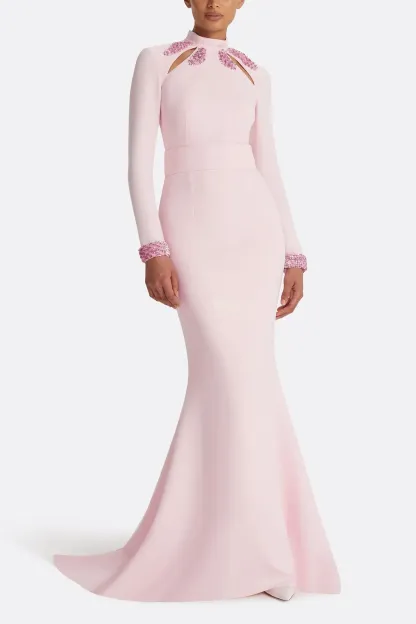 Eudora Sequin Cut-Out Long Sleeve Maxi Dress