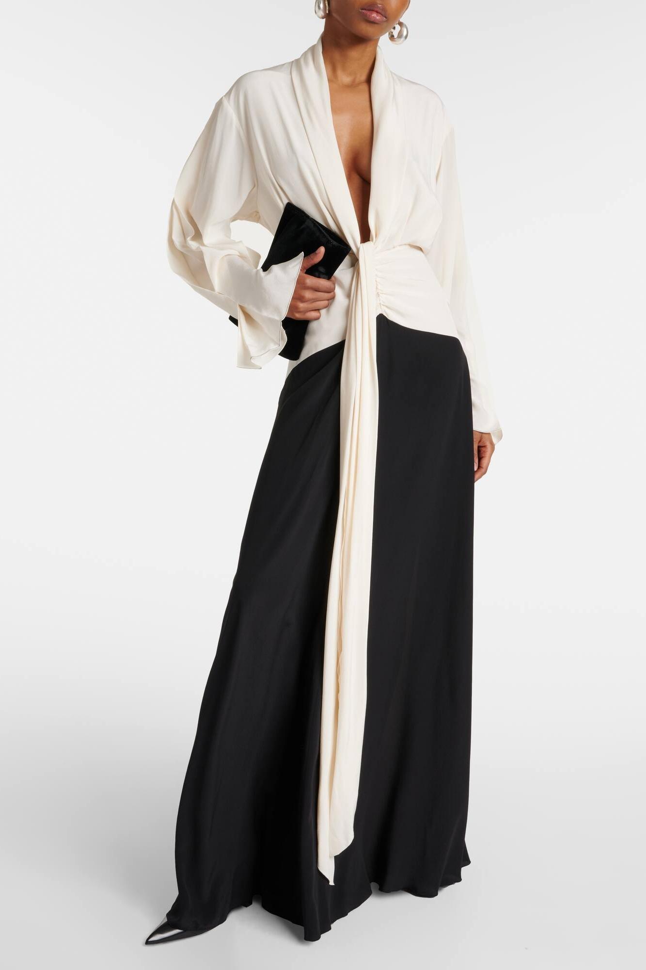 Diane Contrast Color Splicing Lace-Up Maxi Dress