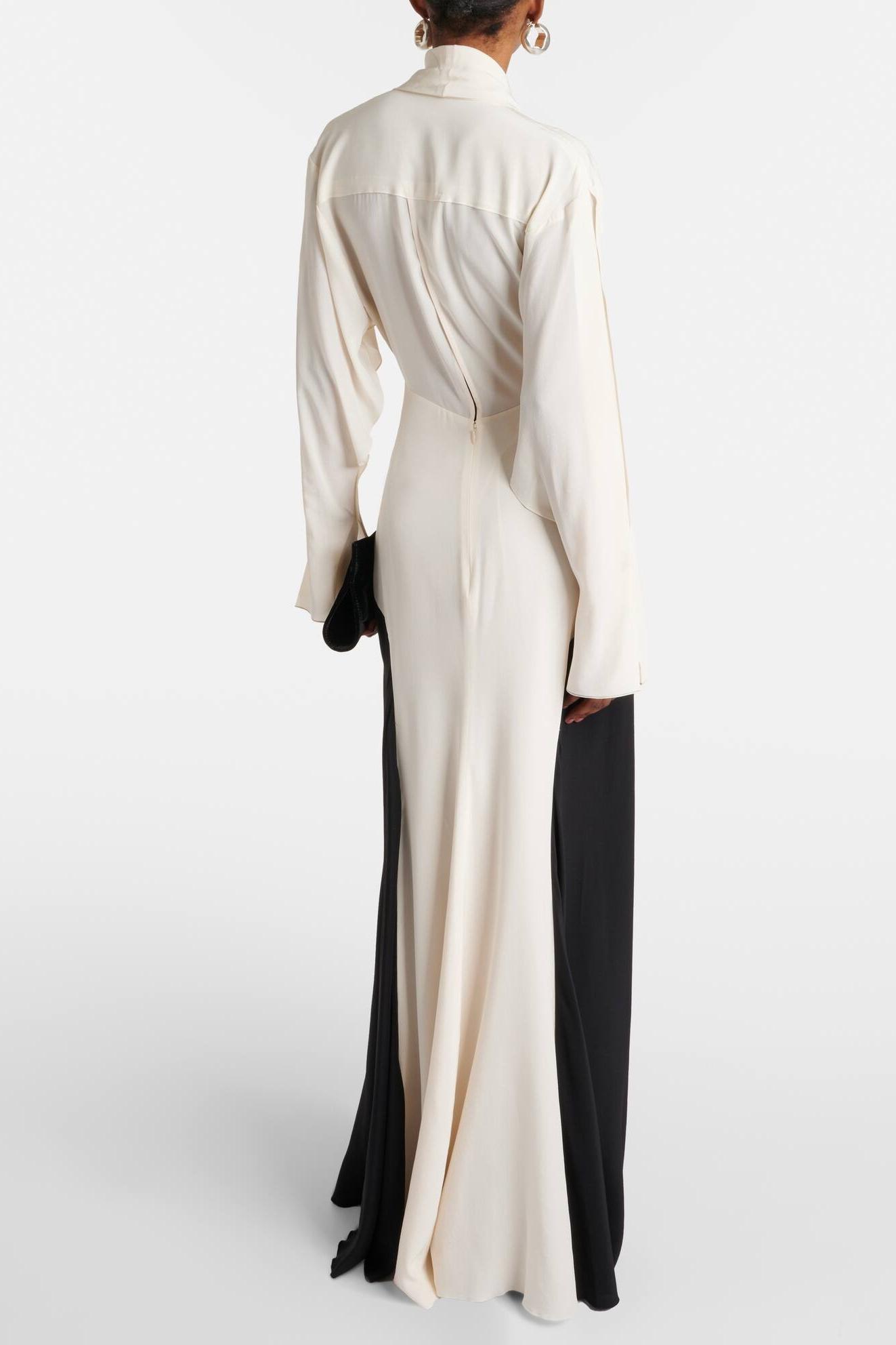 Diane Contrast Color Splicing Lace-Up Maxi Dress