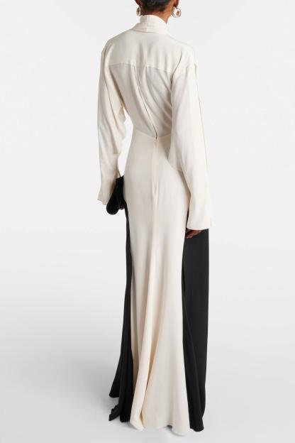 Diane Contrast Color Splicing Lace-Up Maxi Dress