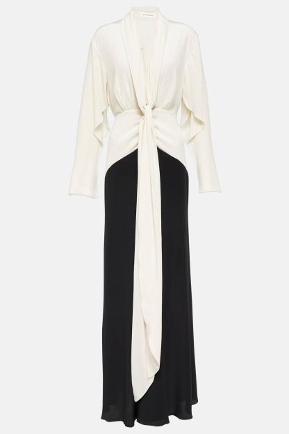 Diane Contrast Color Splicing Lace-Up Maxi Dress