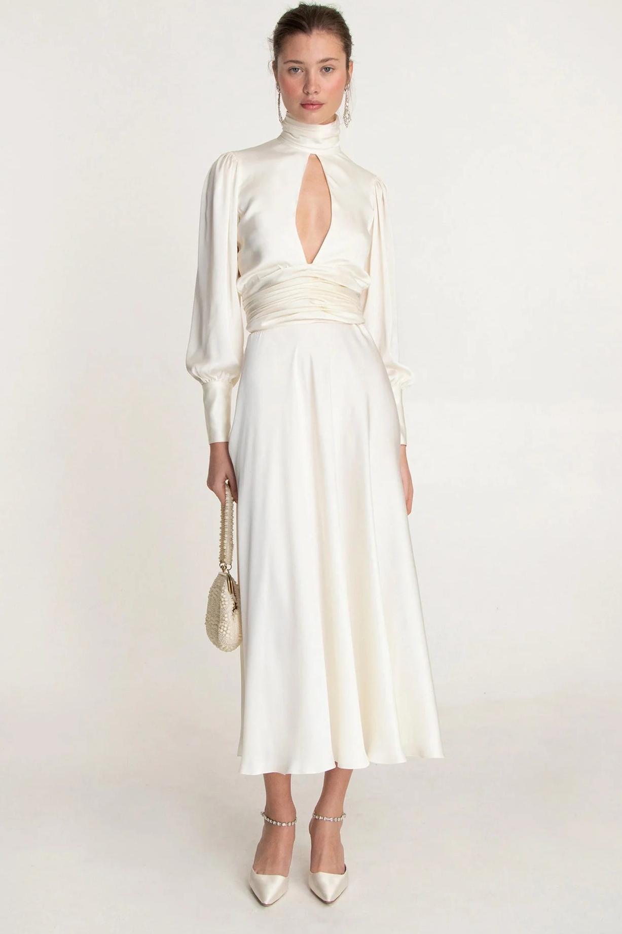 Sylvia Satin Backless Tie-Up Midi Dress