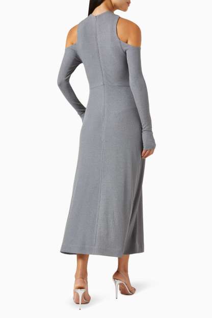 Doris Jersey Halter Neck Knotted Midi Dress