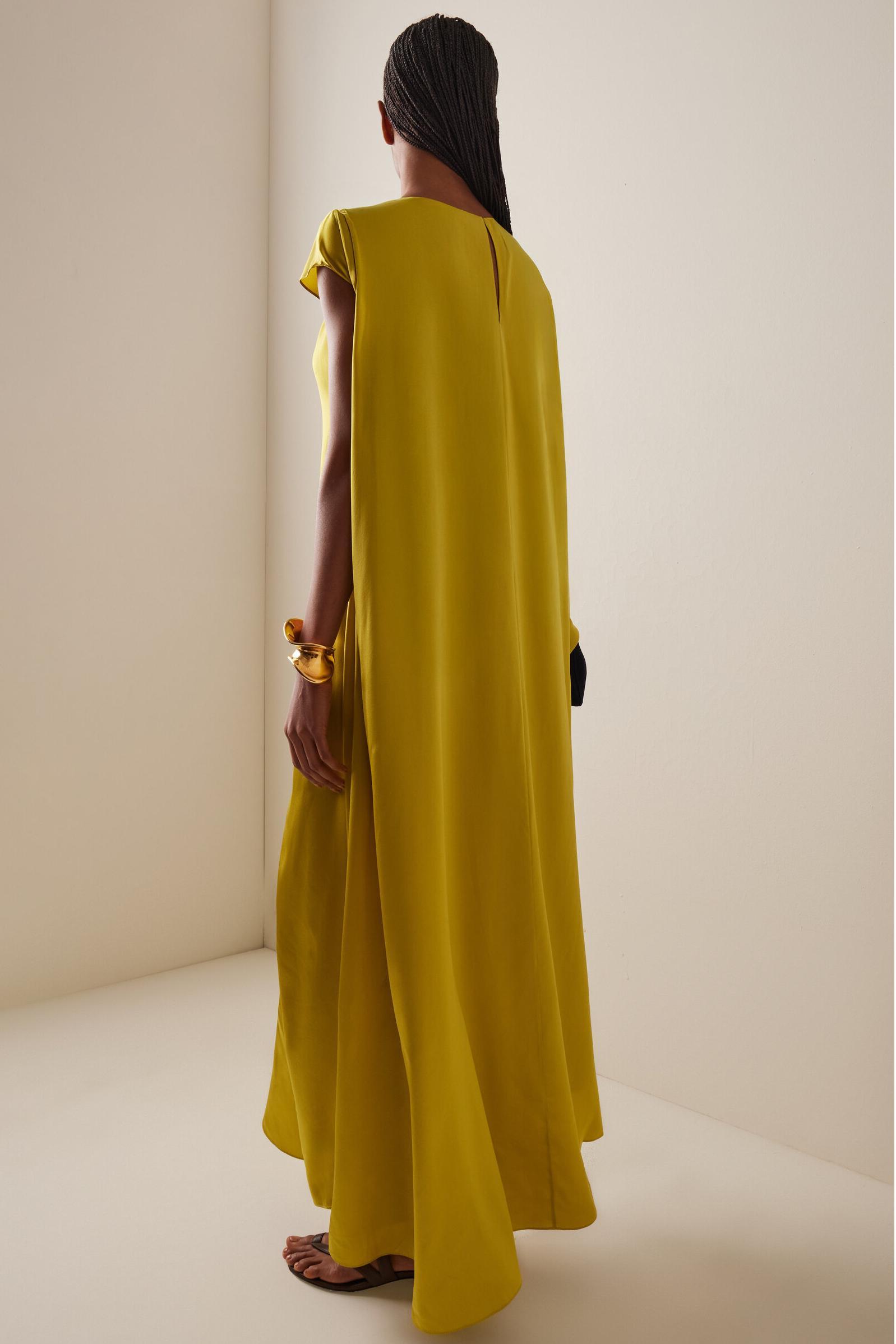 Blanca Satin Asymmetrical Sleeve Midi Dress