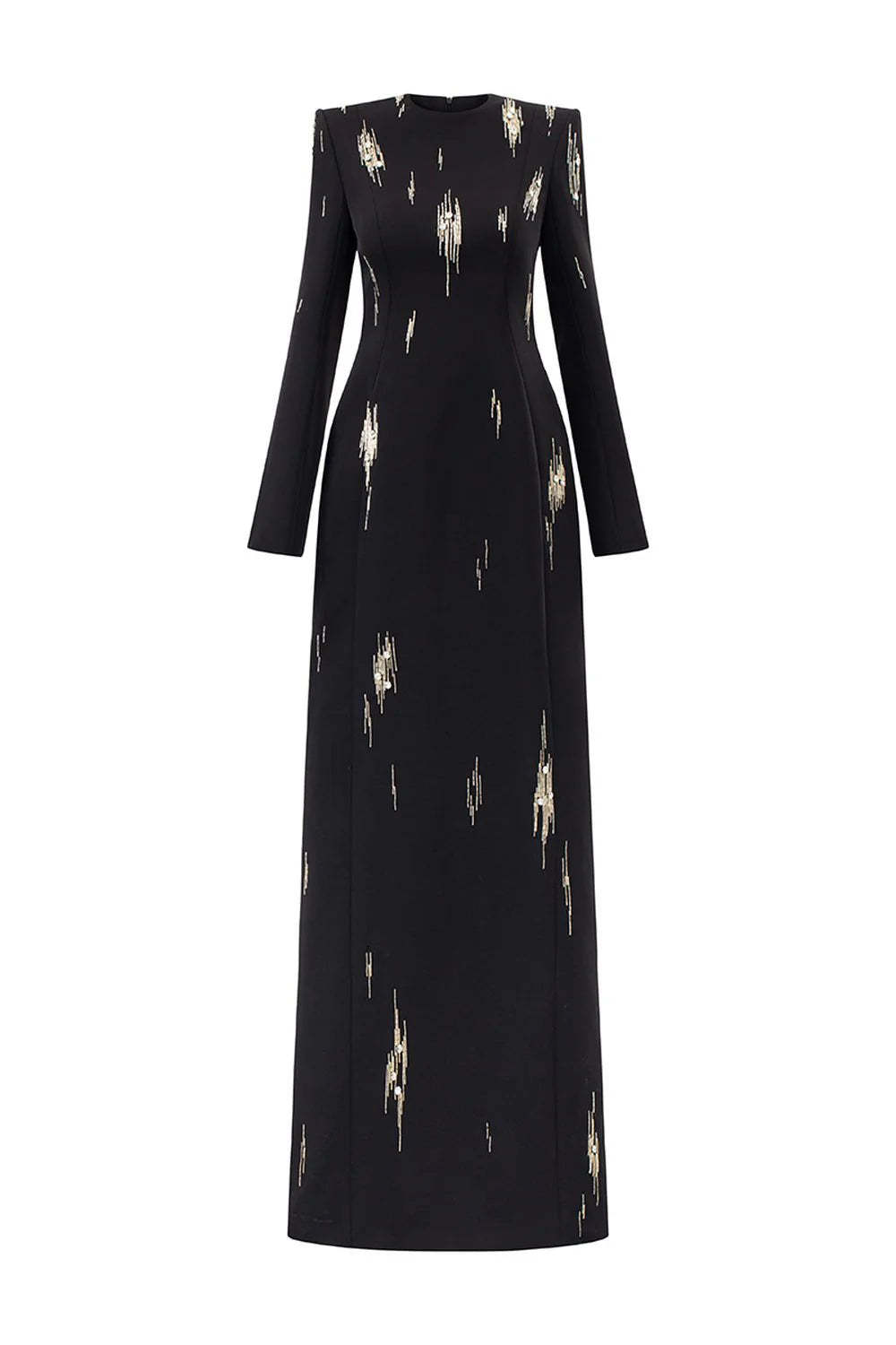 Eugenie Nail Bead Embroidery Long Sleeve Maxi Dress