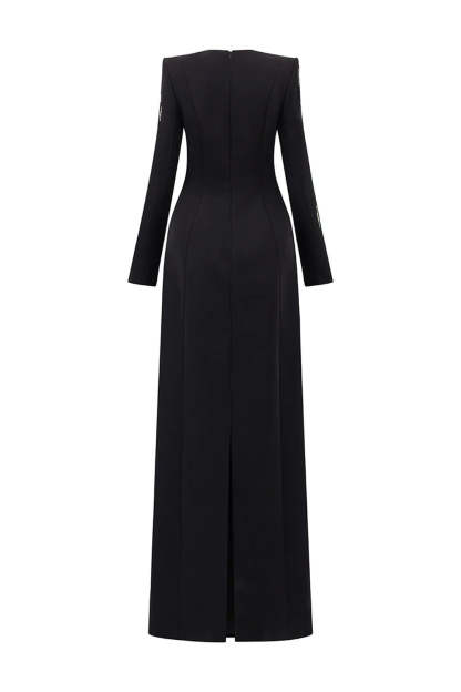 Eugenie Nail Bead Embroidery Long Sleeve Maxi Dress