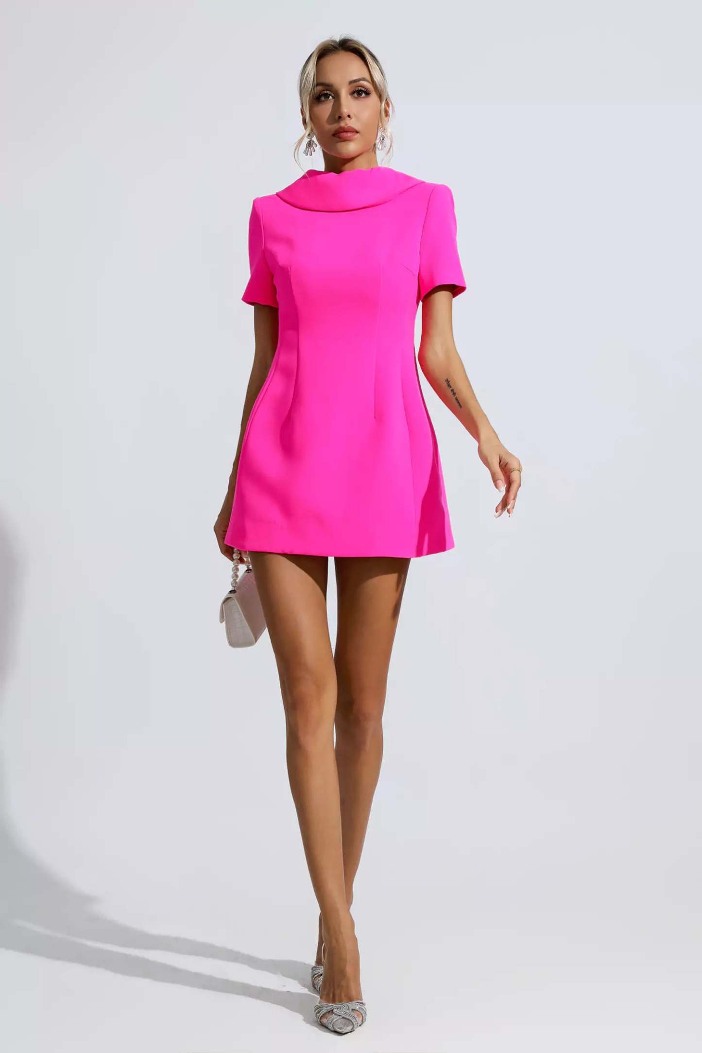 Eartha Pink Bow Mini Dress