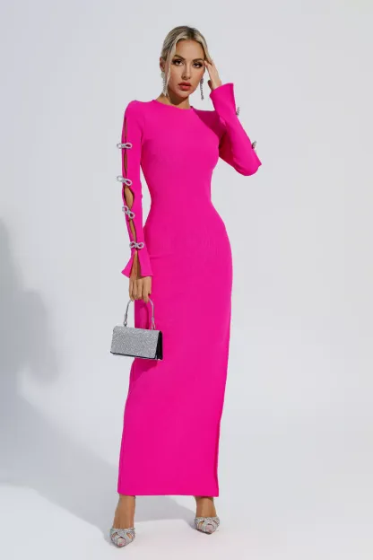 Janice Rose Red Cutout Bandage Dress