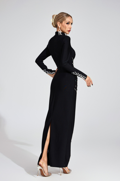 Candice Black Sequined Maxi Dress
