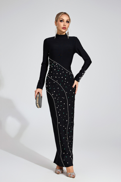 Candice Black Sequined Maxi Dress