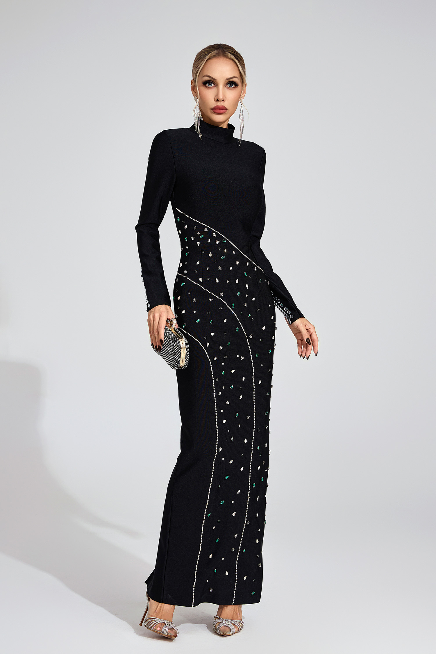 Candice Black Sequined Maxi Dress