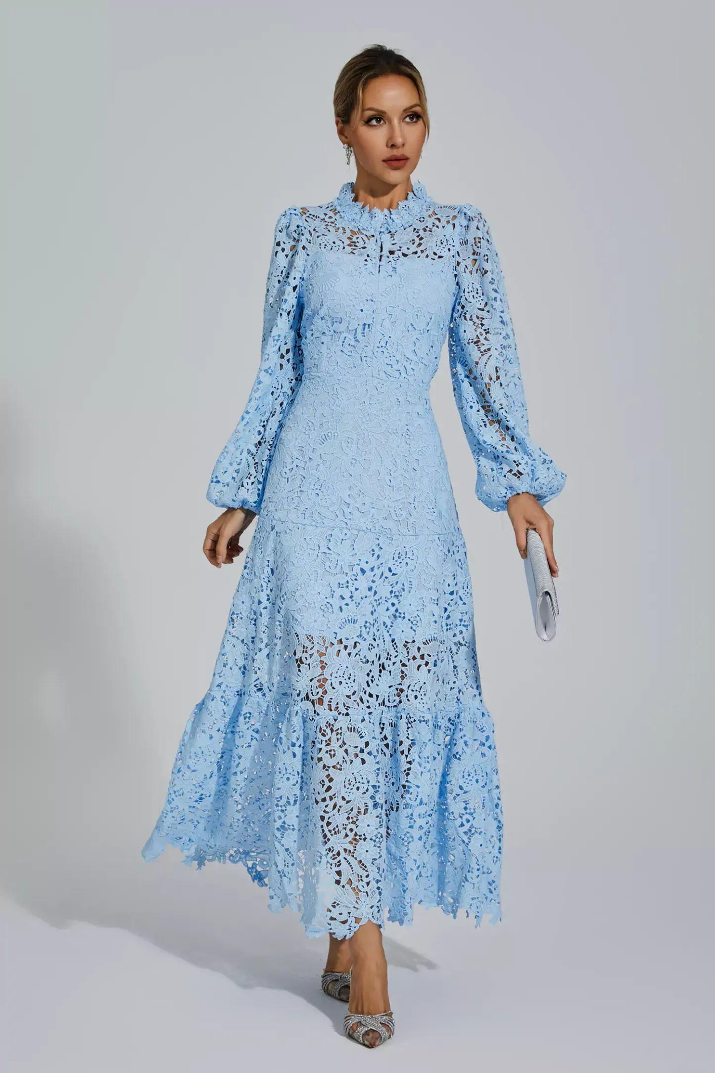 Darlene Blue Cut Out Long Sleeve Dress