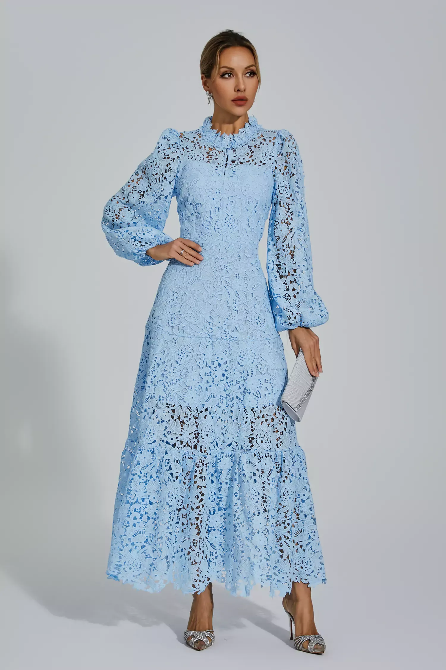 Darlene Blue Cut Out Long Sleeve Dress