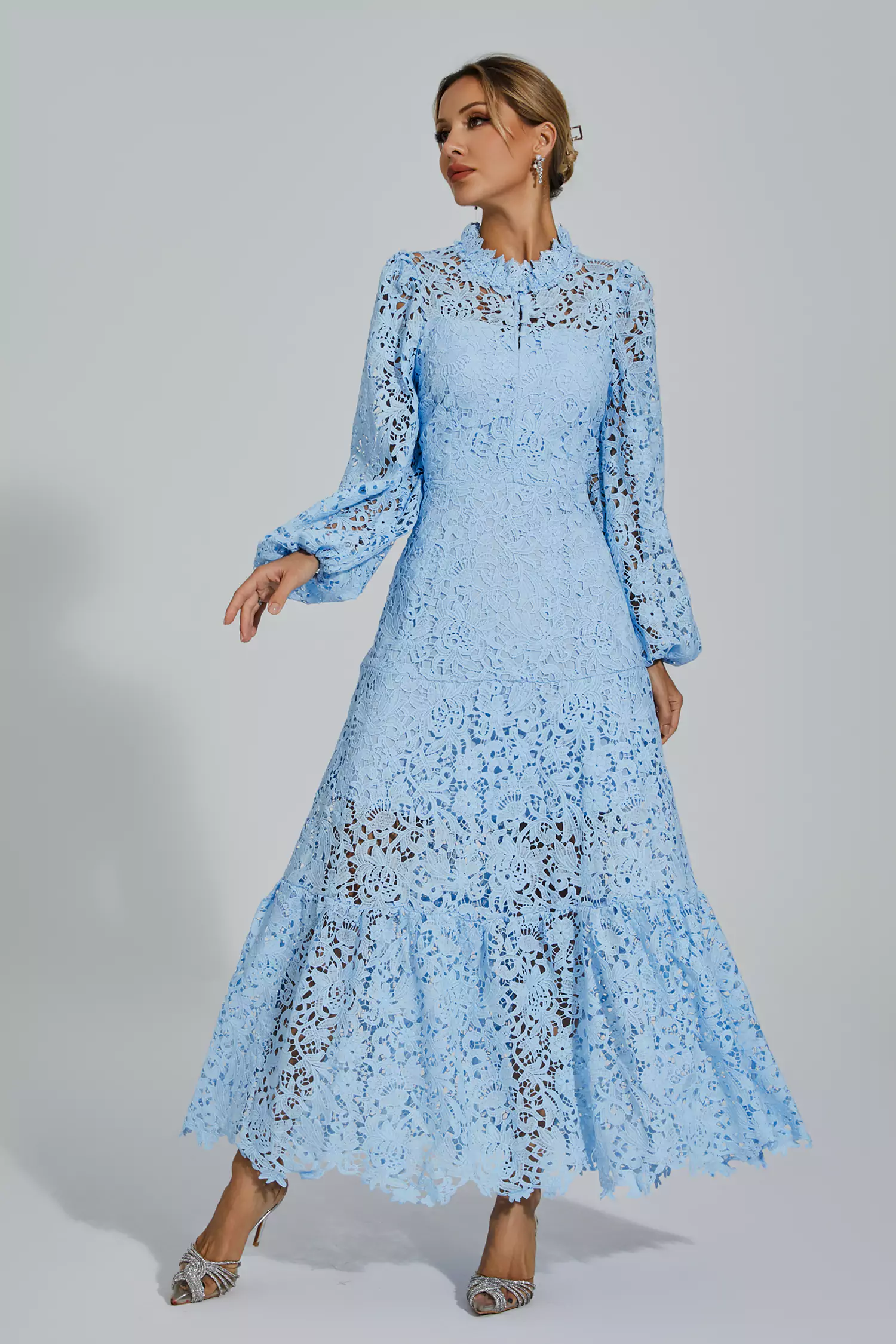 Darlene Blue Cut Out Long Sleeve Dress