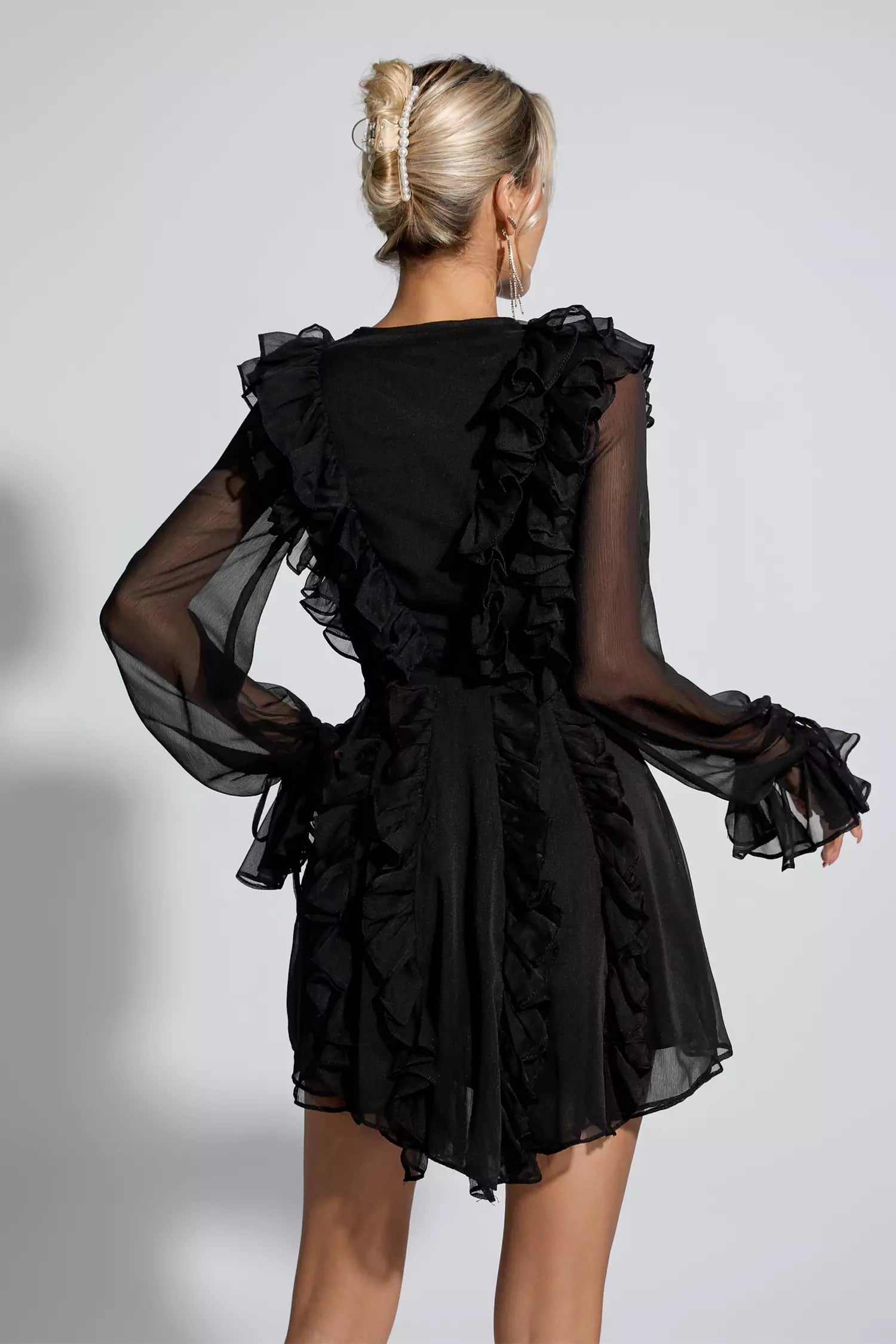 Francisca Black Chiffon Mini Dress