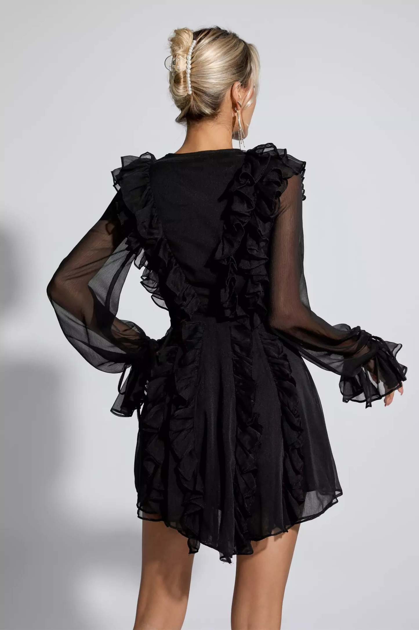Francisca Black Chiffon Mini Dress