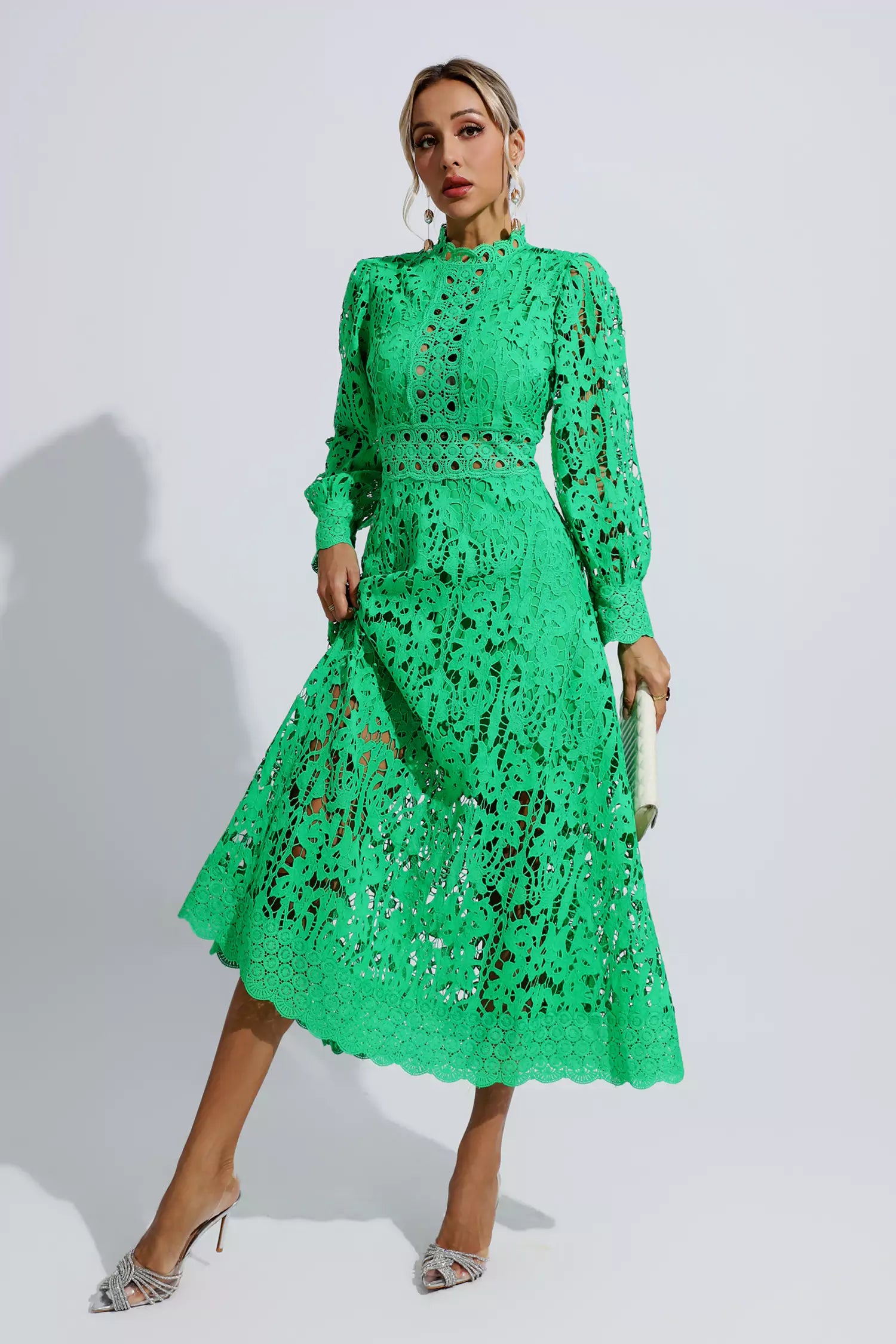 Tatum Green Lace Cutout Maxi Dress