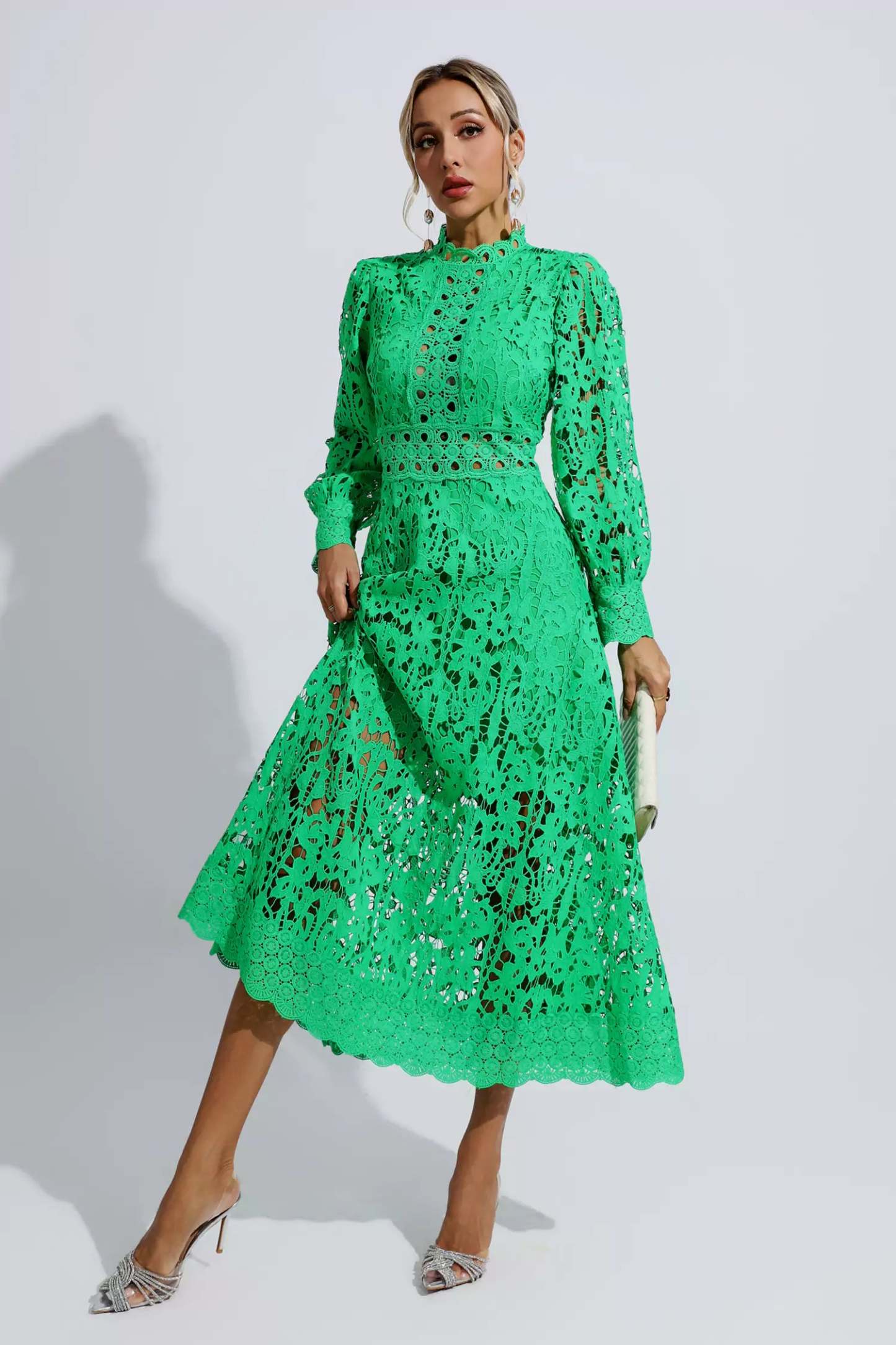 Tatum Green Lace Cutout Maxi Dress
