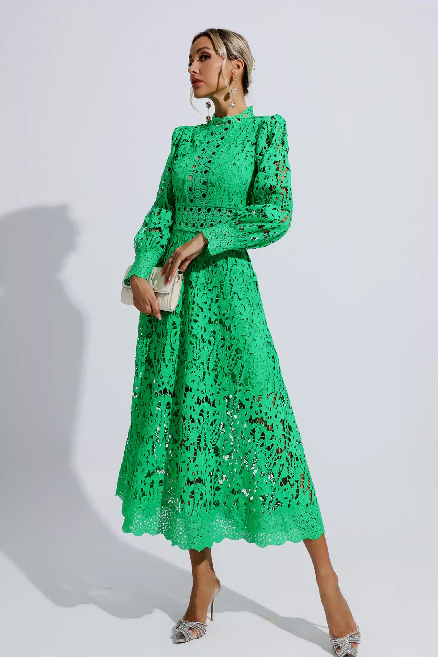 Tatum Green Lace Cutout Maxi Dress