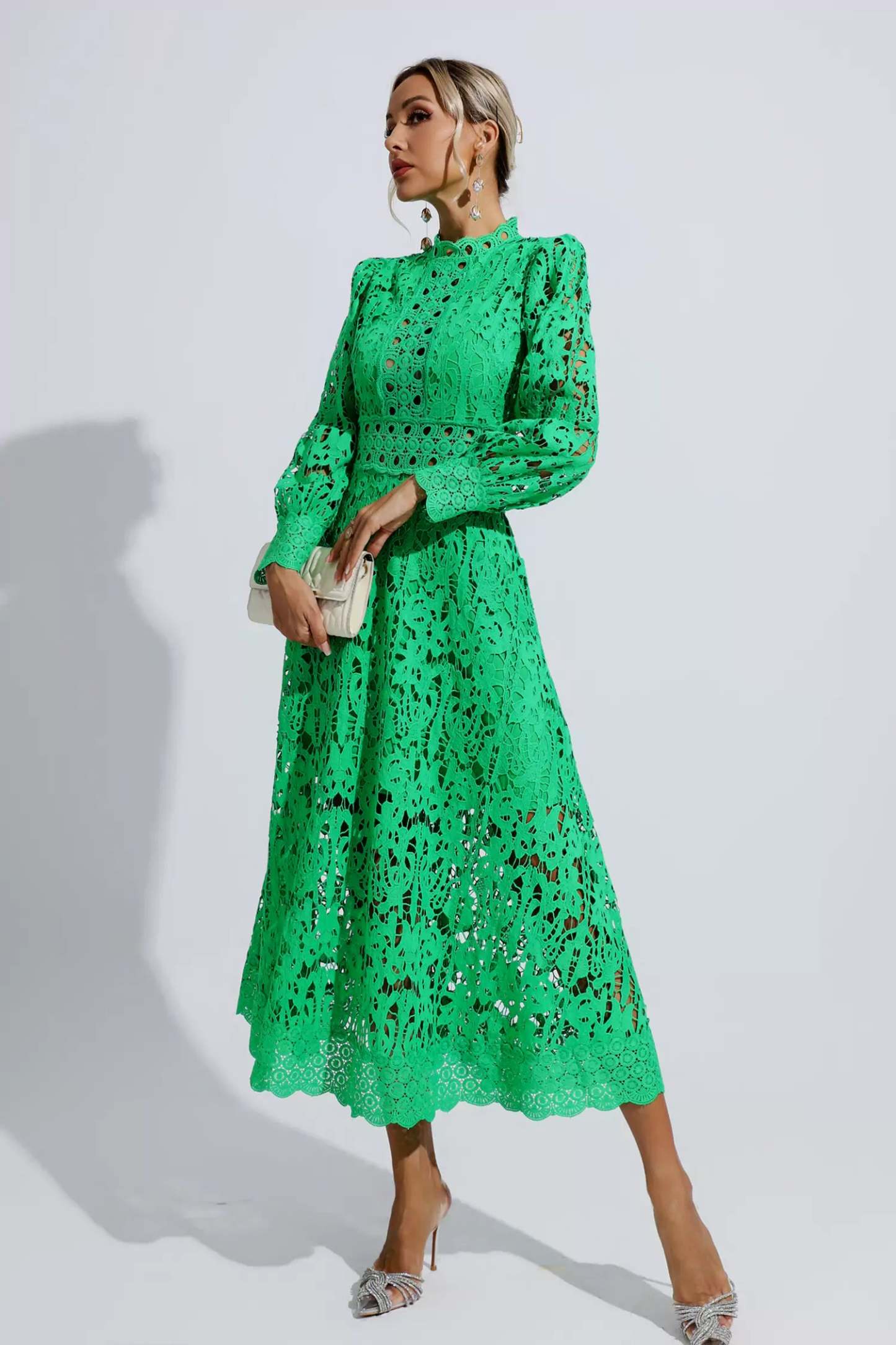 Tatum Green Lace Cutout Maxi Dress