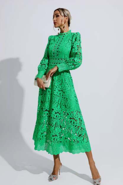 Tatum Green Lace Cutout Maxi Dress