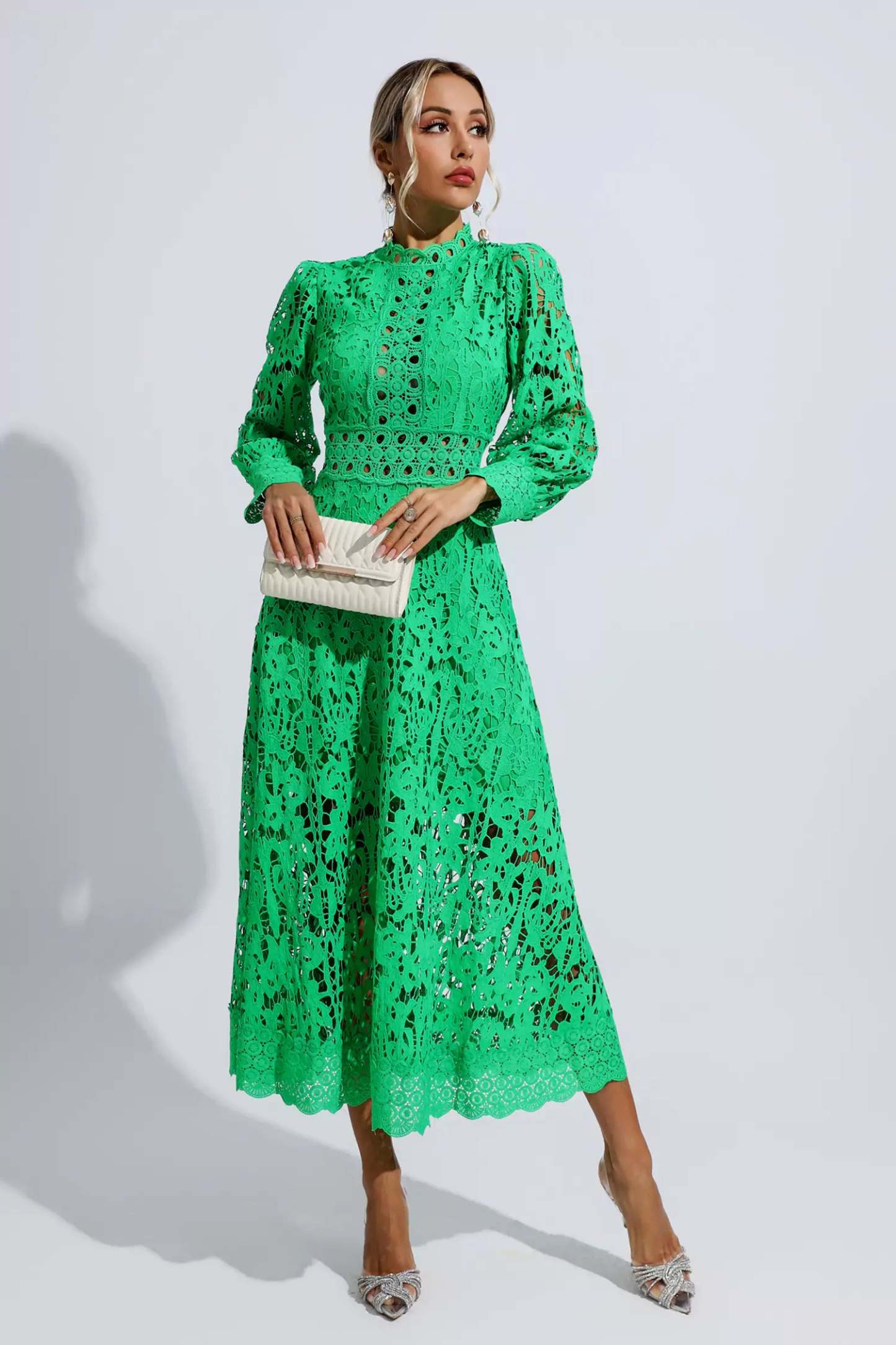 Tatum Green Lace Cutout Maxi Dress