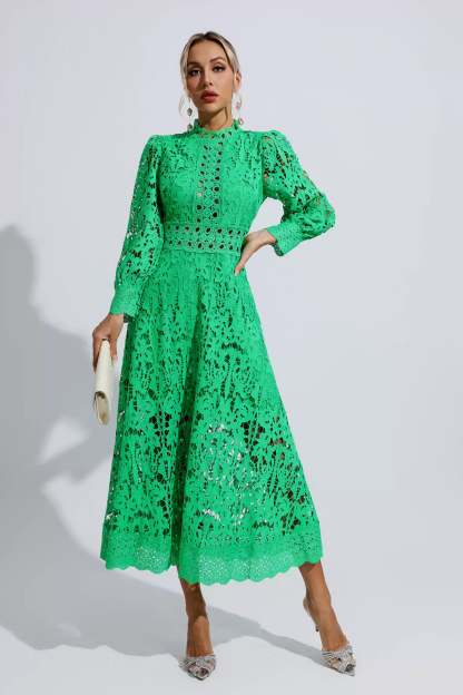 Tatum Green Lace Cutout Maxi Dress