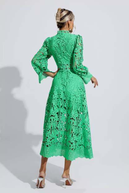 Tatum Green Lace Cutout Maxi Dress