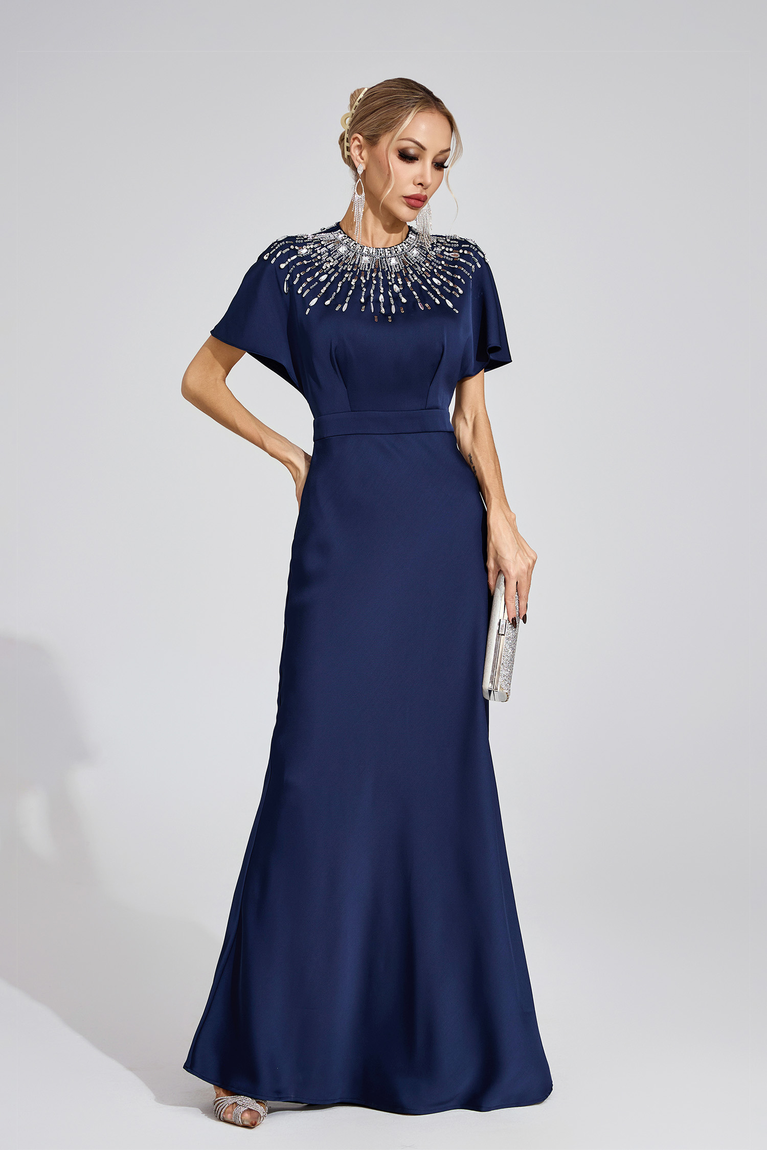 Gretchen Dark Blue Diamond Maxi Dress