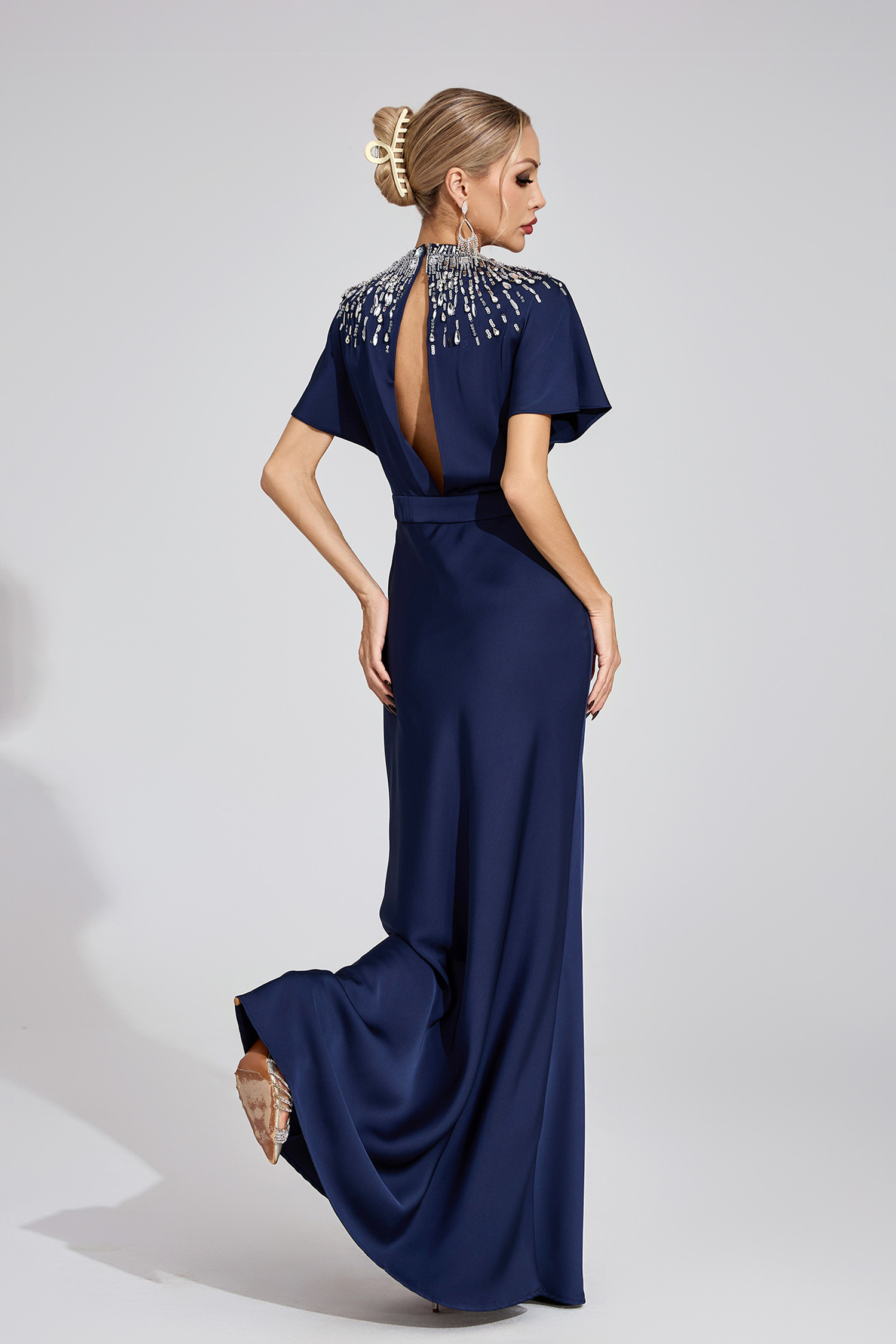 Gretchen Dark Blue Diamond Maxi Dress