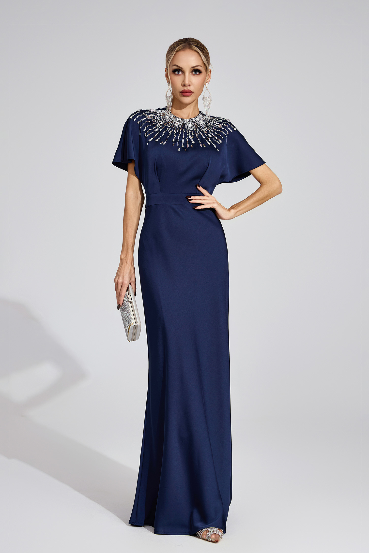 Gretchen Dark Blue Diamond Maxi Dress