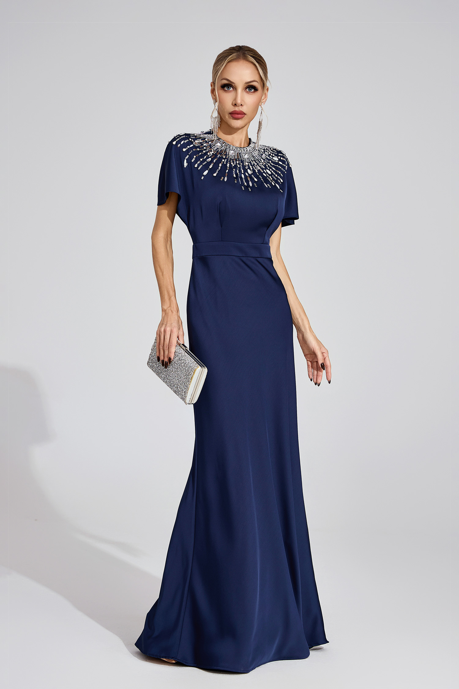Gretchen Dark Blue Diamond Maxi Dress