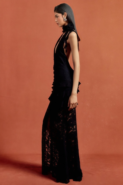 Gwyneth Lace Halter-Neck Maxi Dress