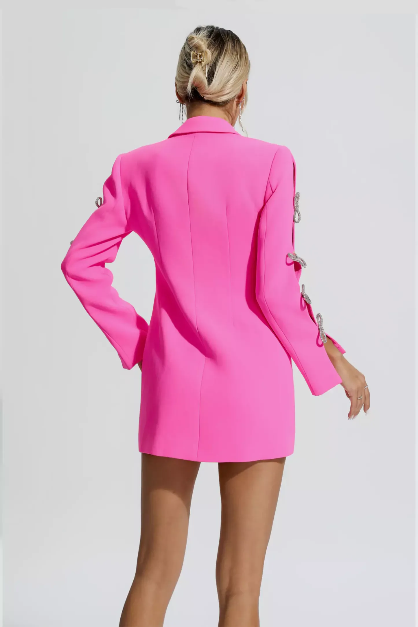 Joni Pink Pearl Embellished Blazer Dress