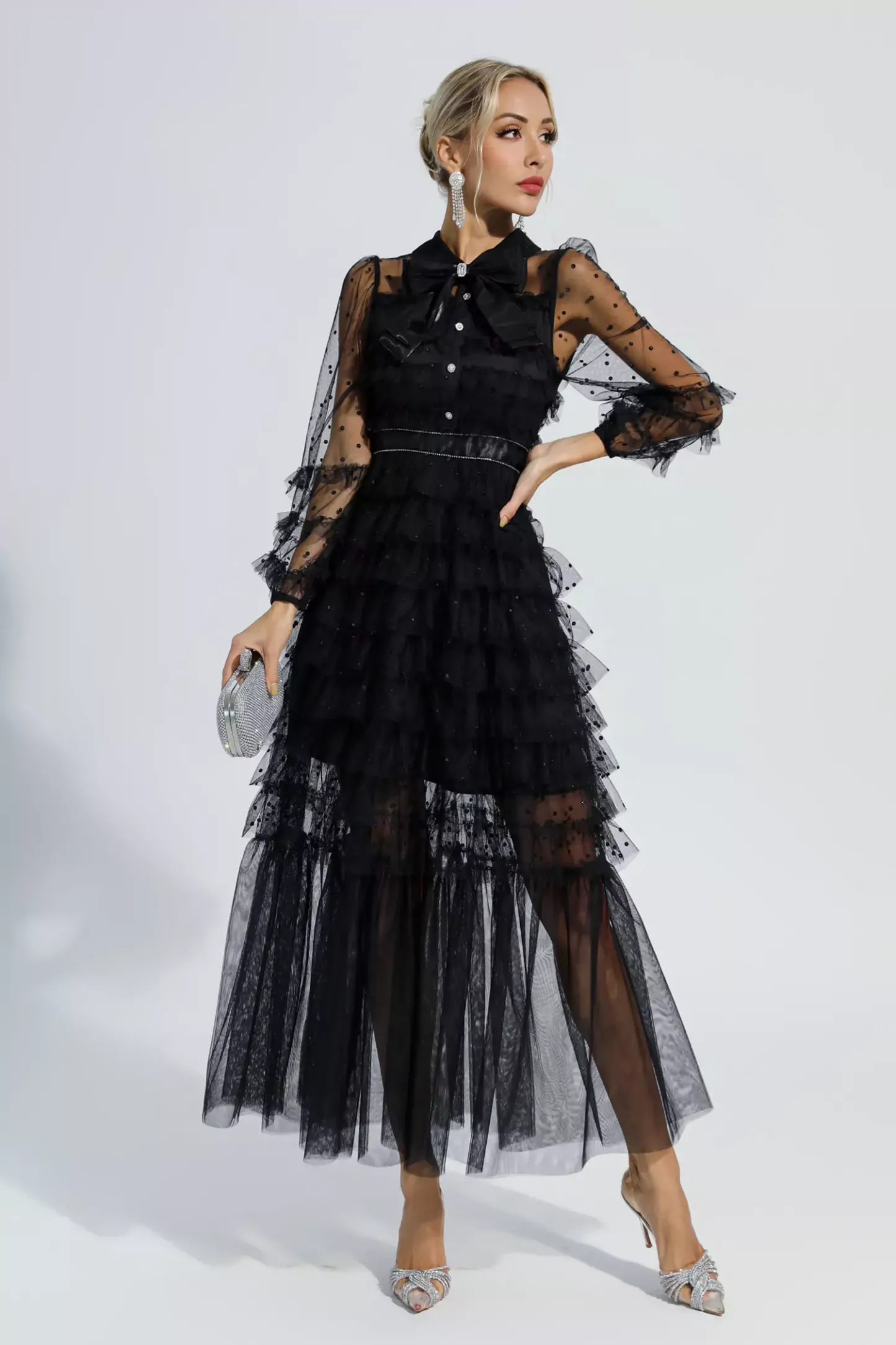 Claire Black Polka Dot Maxi Dress