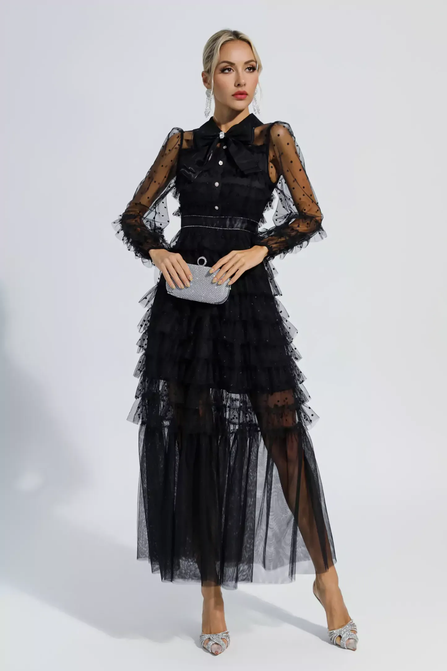 Claire Black Polka Dot Maxi Dress