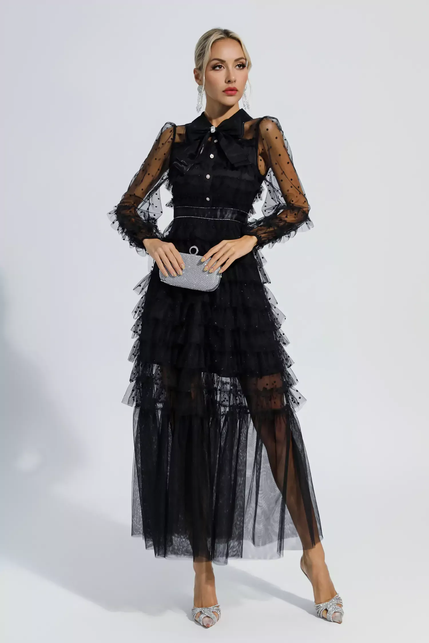 Claire Black Polka Dot Maxi Dress