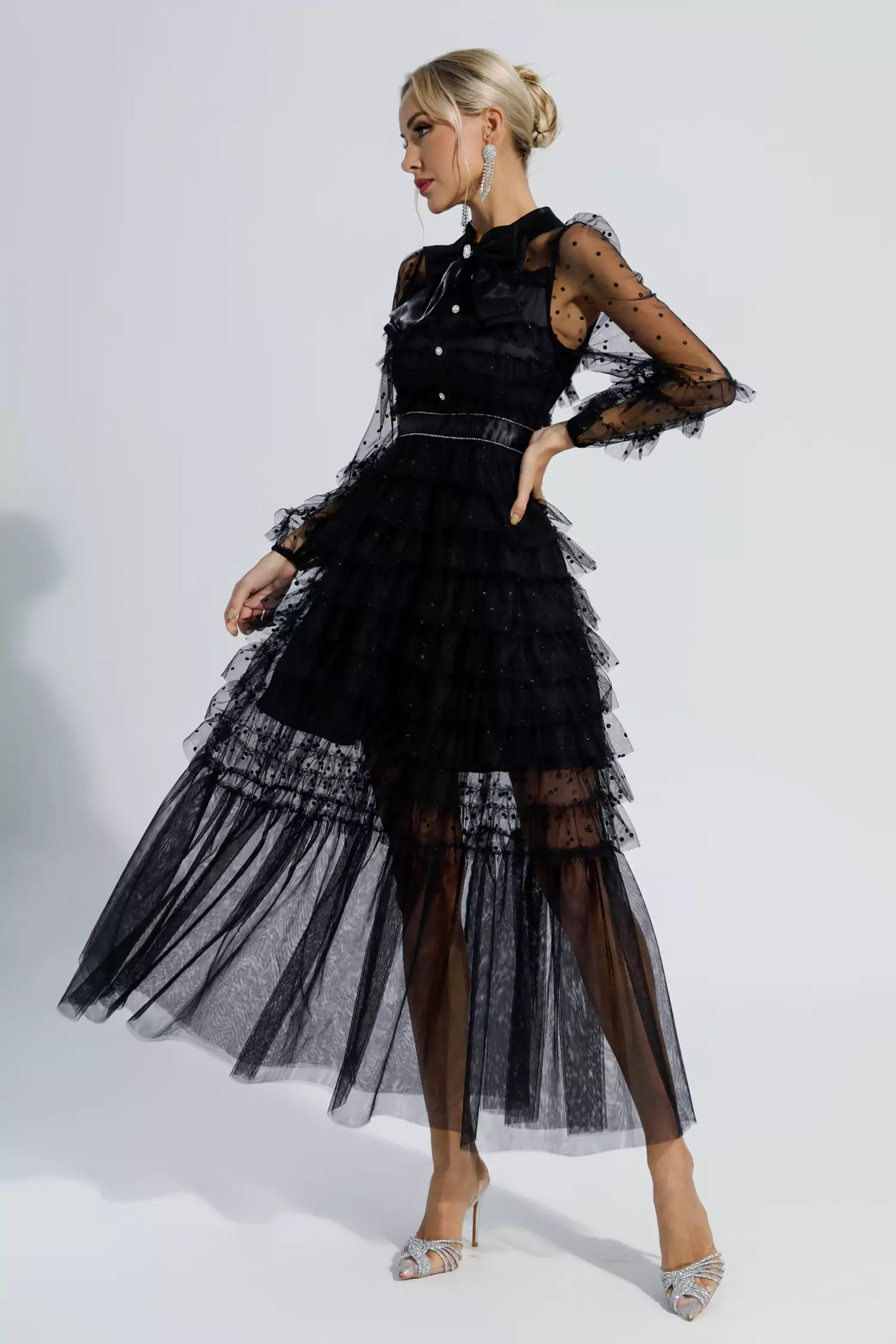 Claire Black Polka Dot Maxi Dress