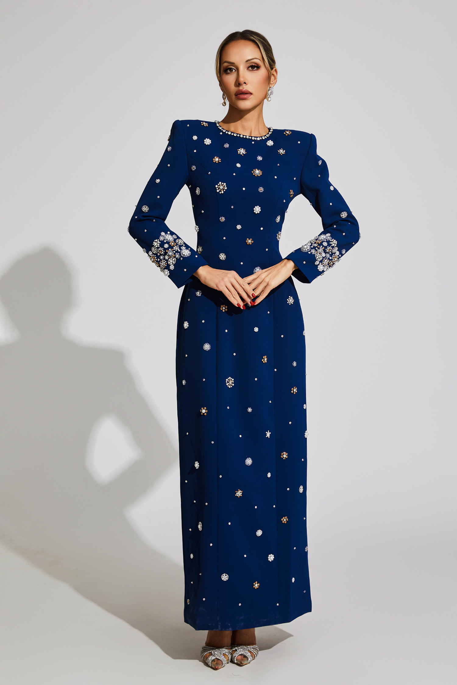 Dena Blue Diamond Long Sleeve Dress
