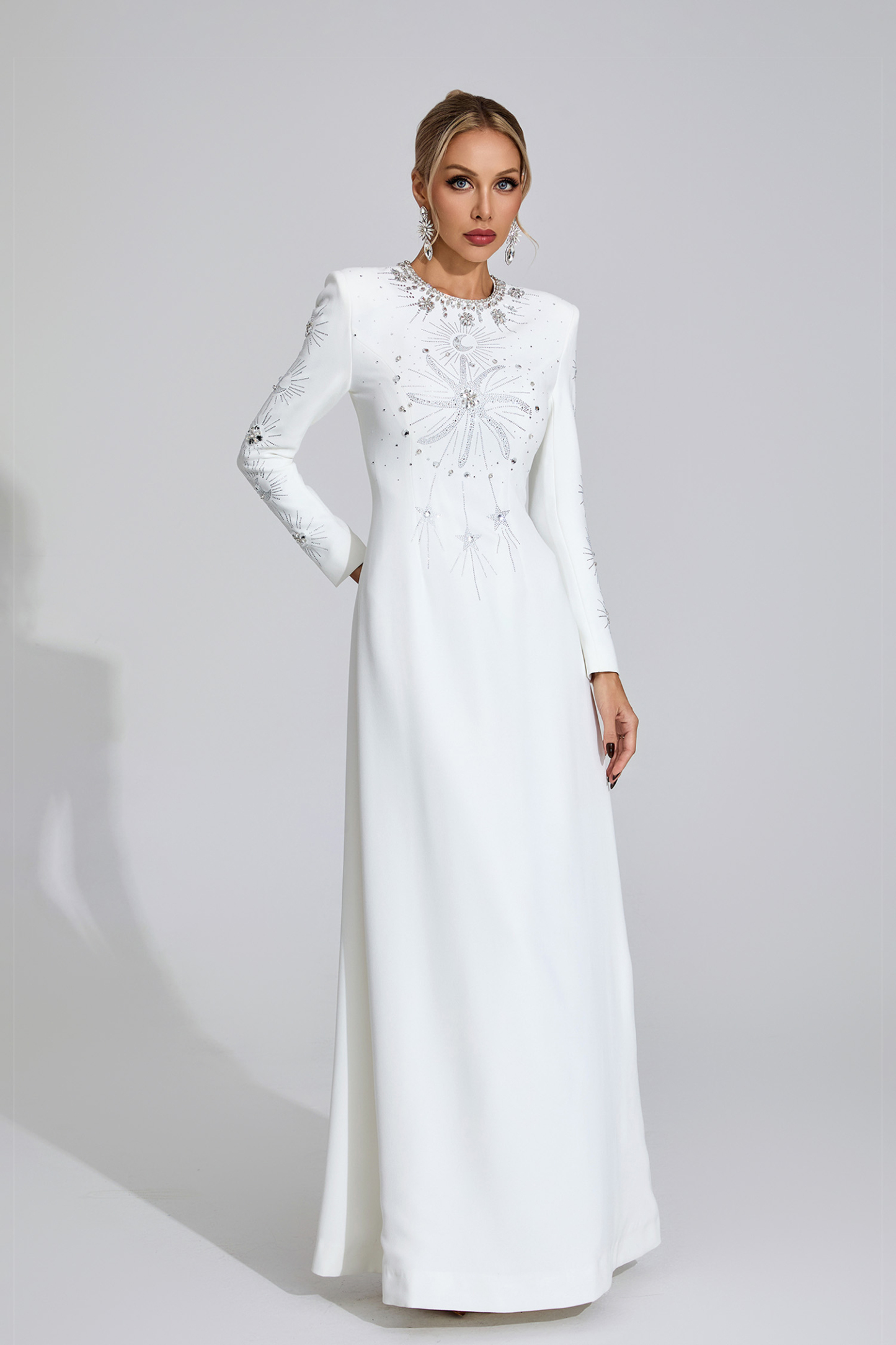 Mariah White Diamond Maxi Dress