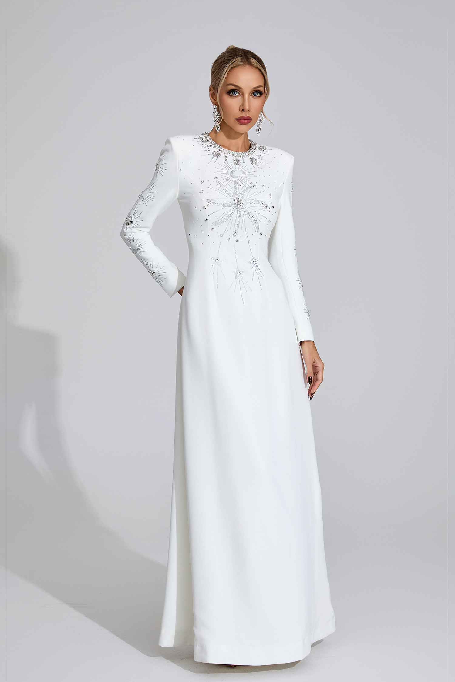 Mariah White Diamond Maxi Dress